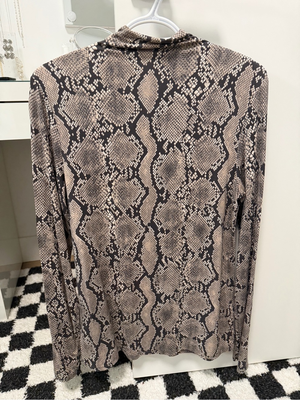 Babaton Snake Print Long Sleeve Top in Beige and Black